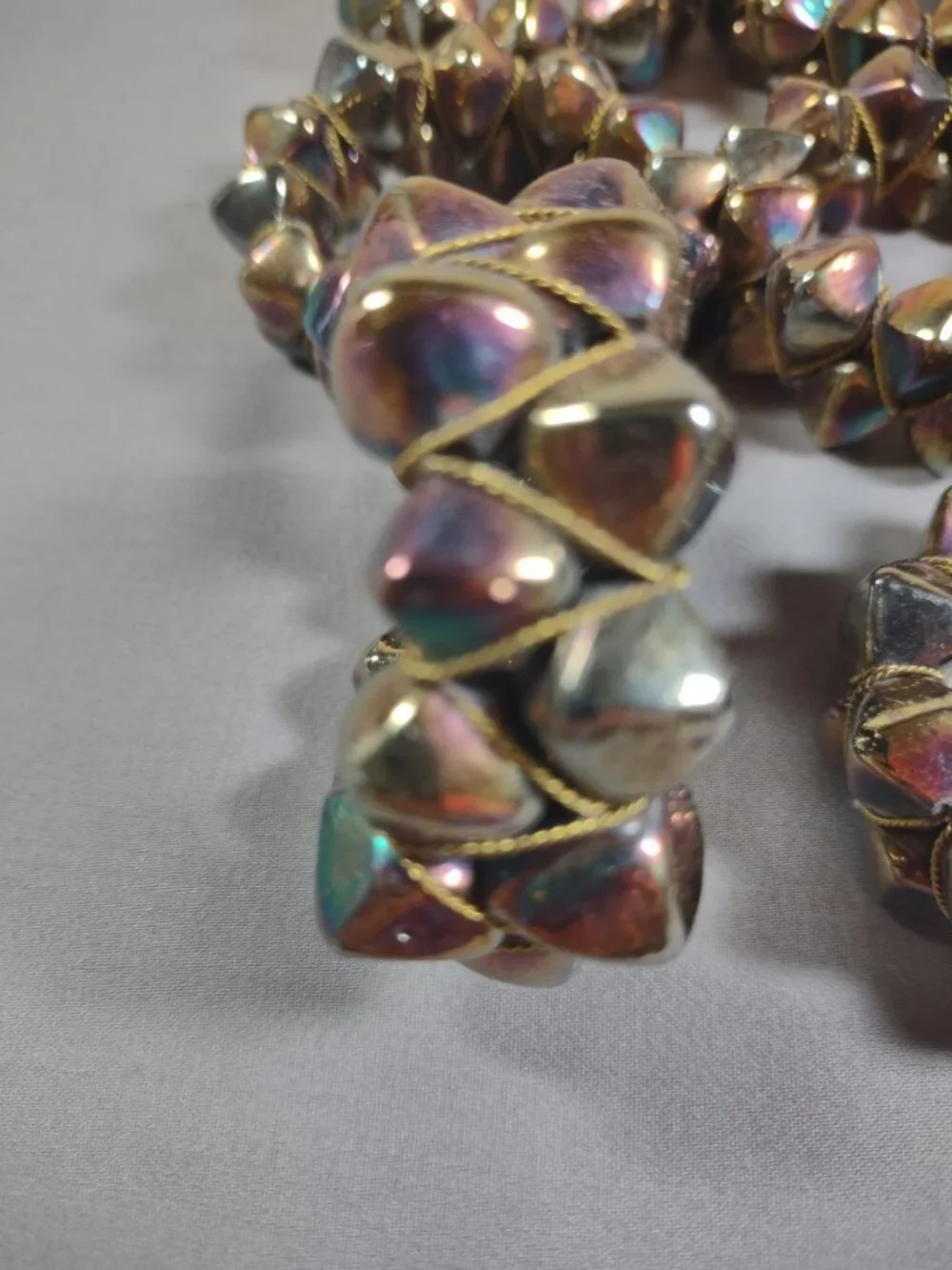Vintage Rainbow Oil Slick Glass Bead Napkin Rings Set of 12